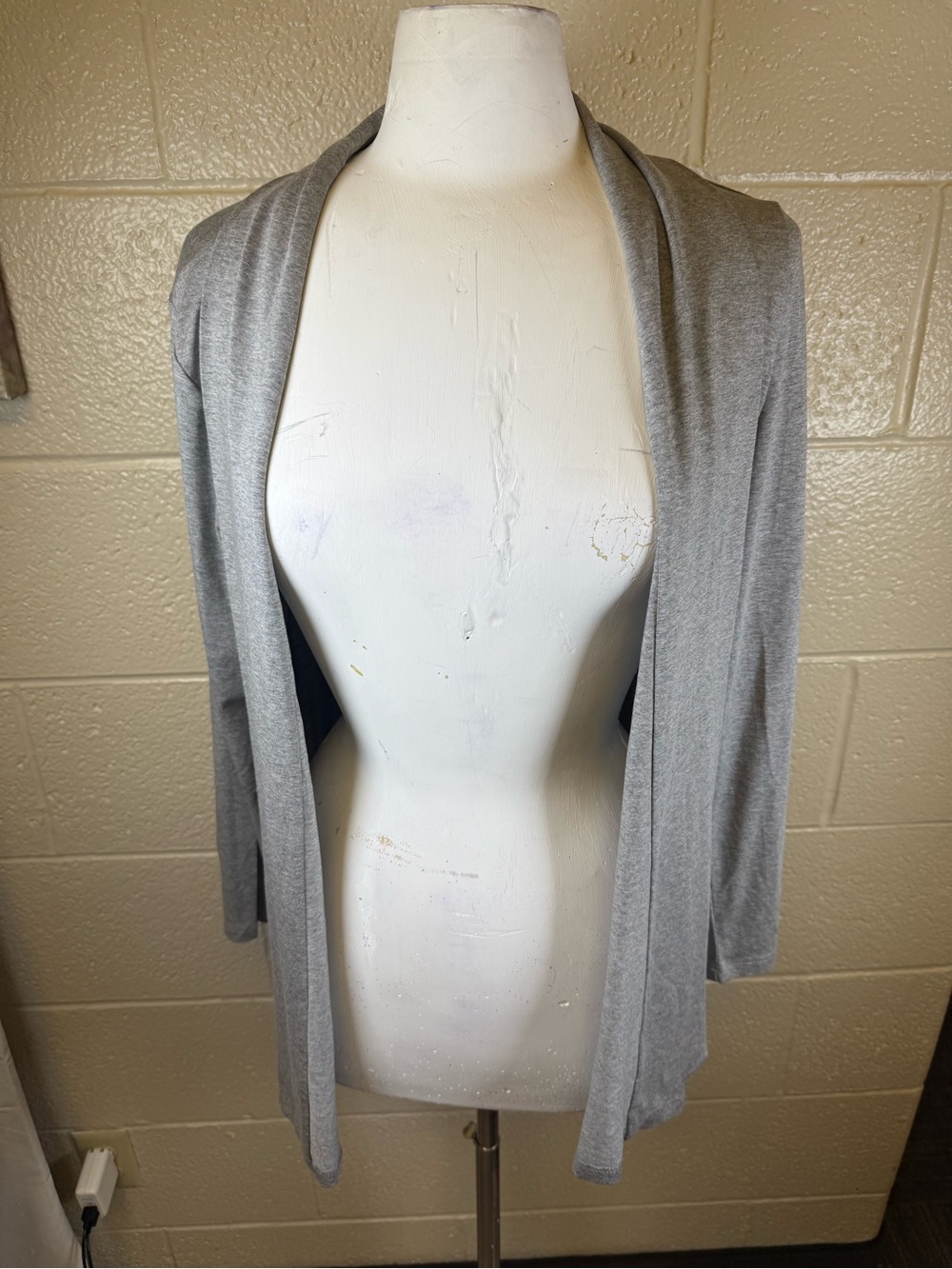 Vince Camuto Light Gray Open-Front Draped Cardigan